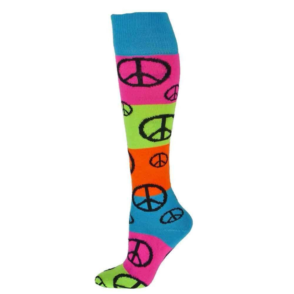 Rainbow Peace Knee High Sports Socks