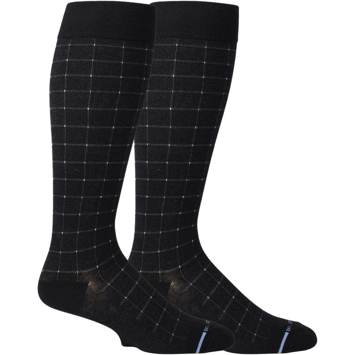 Pin Dot Grid Designed Knee-High Compression Socks - Black