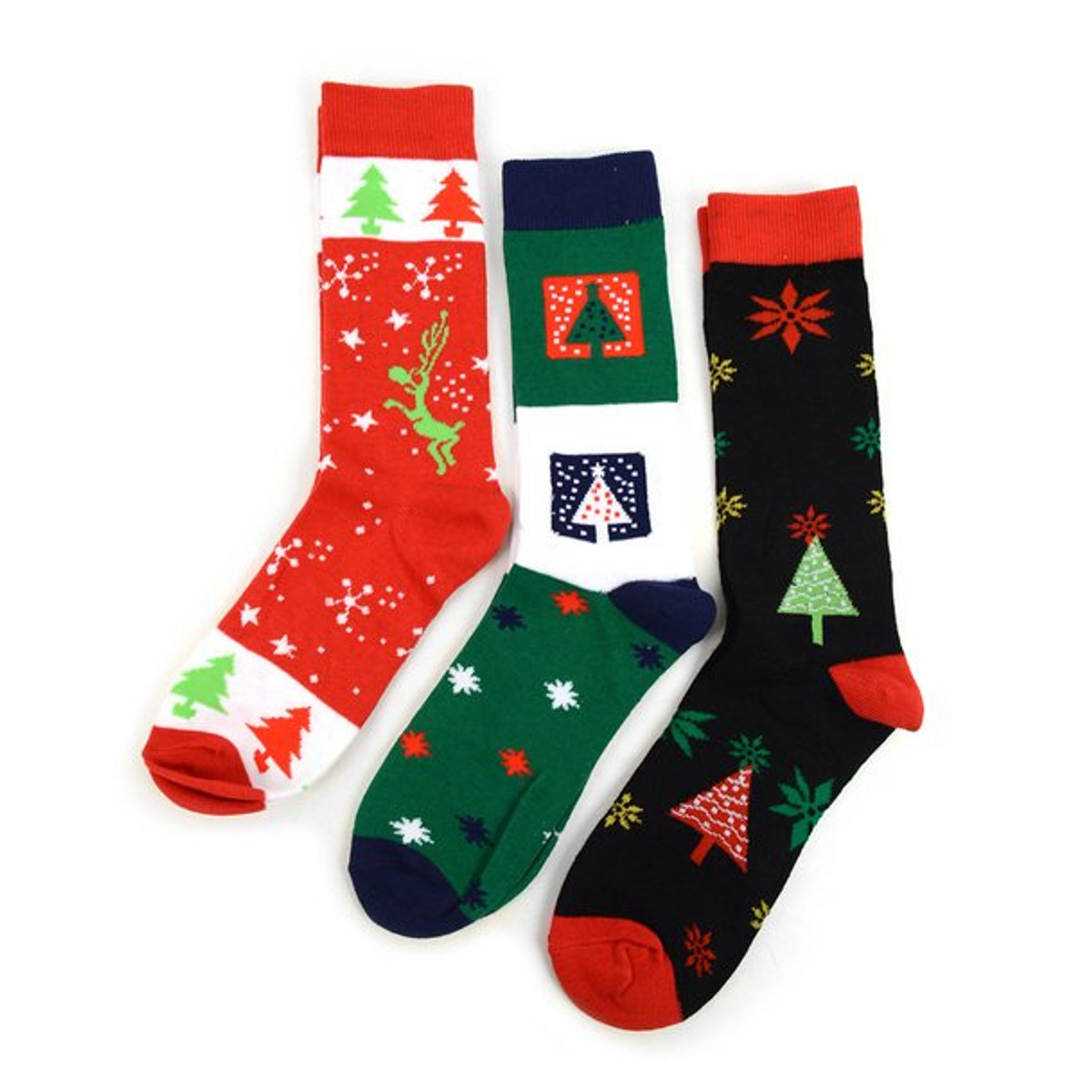 Women's Christmas Trees Crew Novelty Socks 3 Pair Pack
