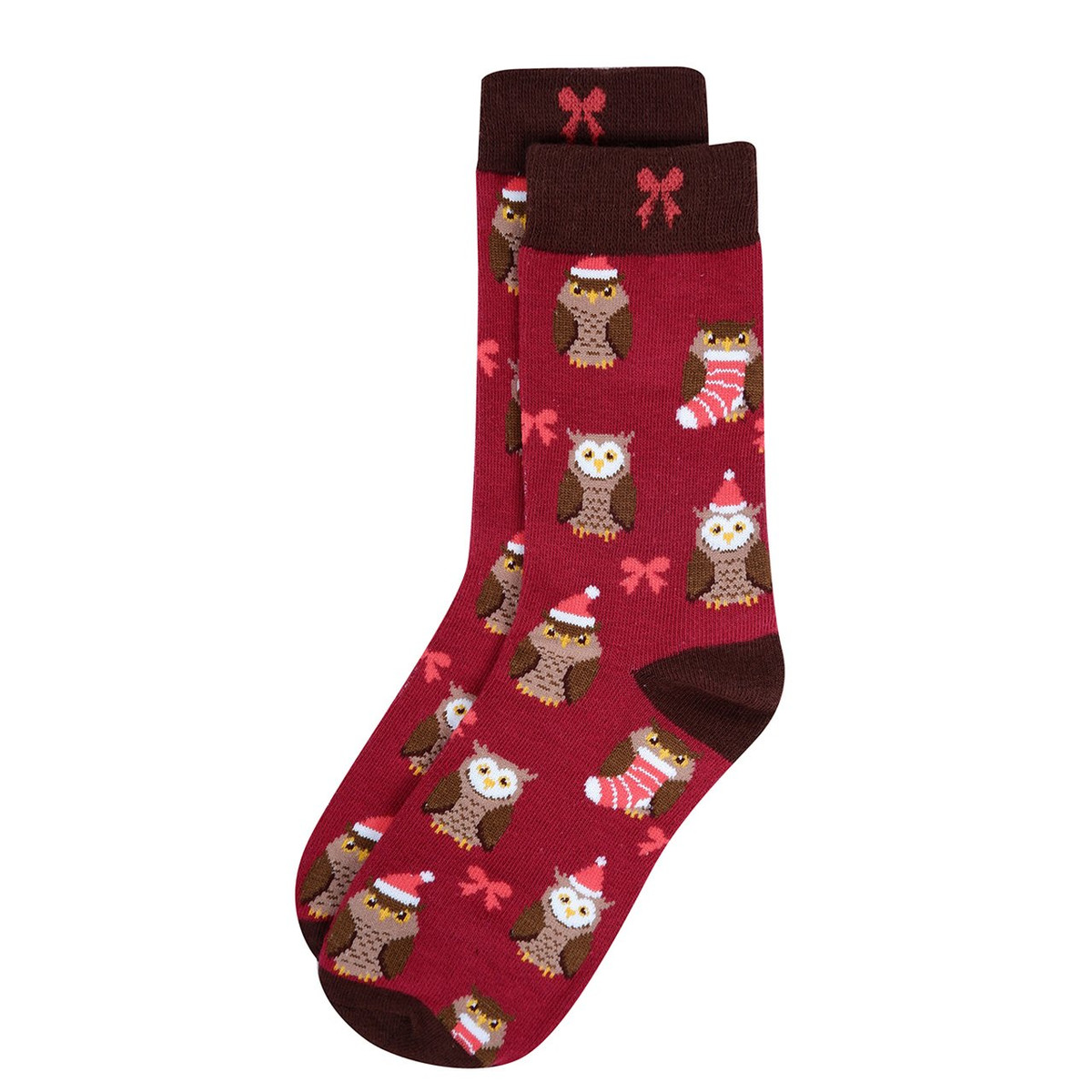 Women's Owl Christmas Crew Novelty Socks