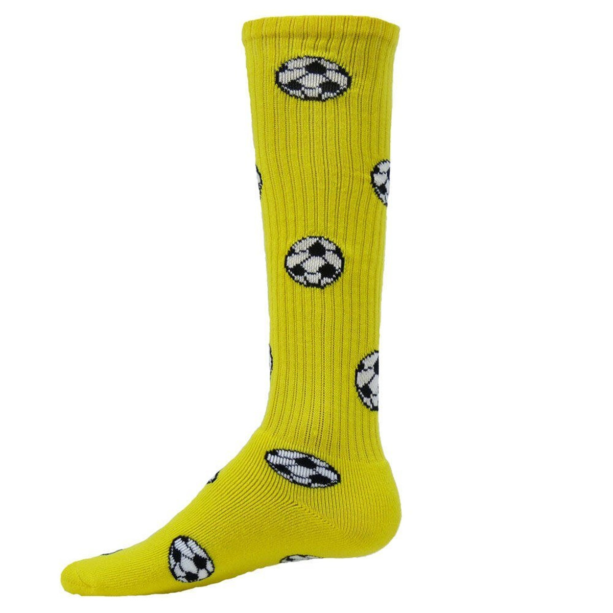 Soccer Ball Knee High Sports Socks - Neon Yellow