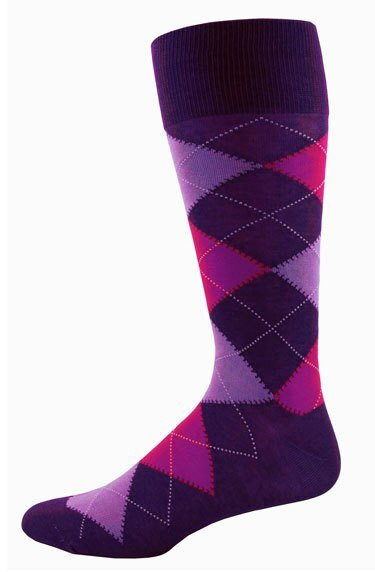 Men's Dark Purple Argyle Dress Socks