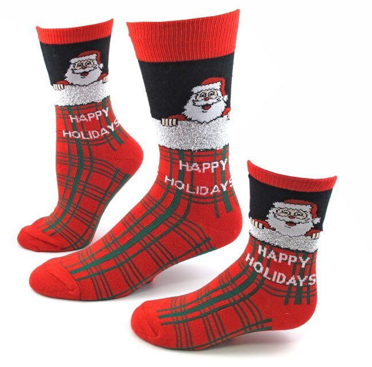 Santa Plaid Christmas Socks Women - AbsoluteSocks