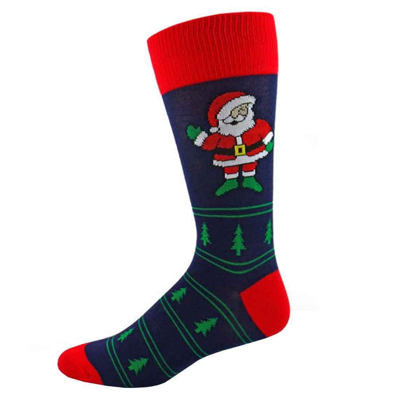 Men's Waving Santa and Christmas Tree Socks - Absolute Socks