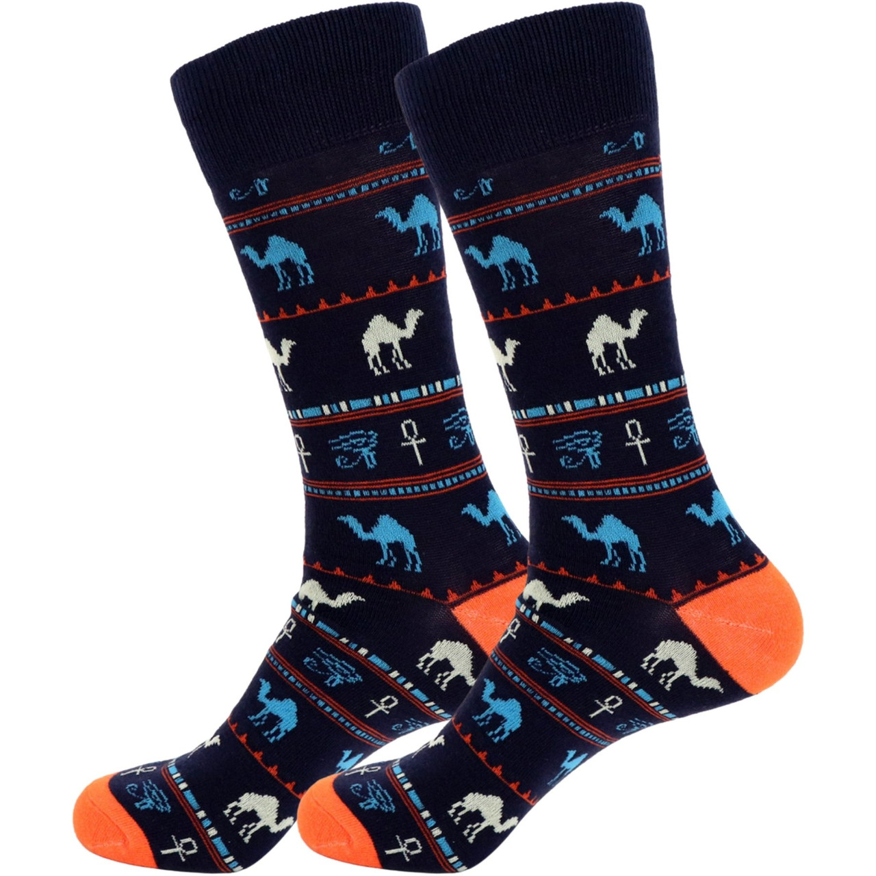 Men's Egyptian Camel and Pyramid Novelty Socks - Black