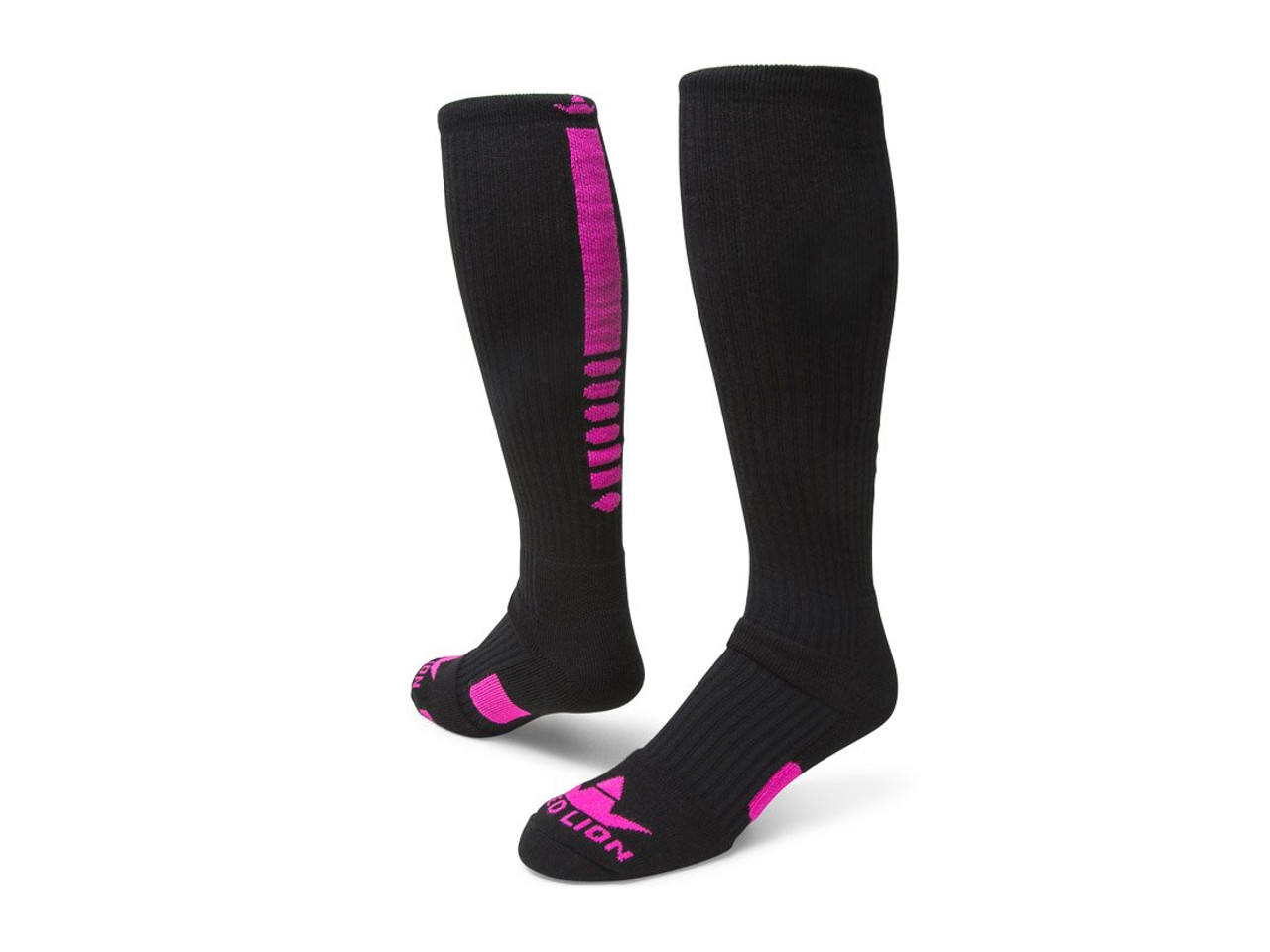 Pegasus 2.0 Knee High Sports Socks - Black Neon Pink - Medium ...