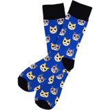 Men's Cool Gray and Yellow Cats in Sunglasses Pattern Crew Novelty Socks - Blue Black