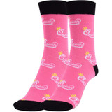 Women's Queen Crown Pattern Crew Novelty Socks - Hot Pink