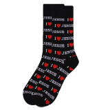 Men's "I Love Jesus" Crew Novelty Socks - Black