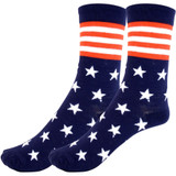 Women's U.S.A. American Flag, Stars & Stripes Pattern Crew Novelty Socks - Red White Blue