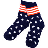 Women's U.S.A. American Flag, Stars & Stripes Pattern Crew Novelty Socks - Red White Blue