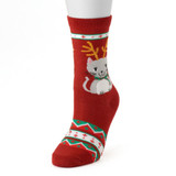 Women's Cranberry Christmas Kitty Socks