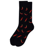 Men's Chili Pepper Premium Crew Novelty Socks - Black