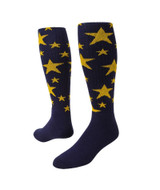 Stars Knee High Sports Socks - Navy Blue Gold