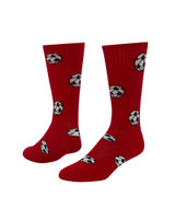 Soccer Ball Knee High Sports Socks - Red