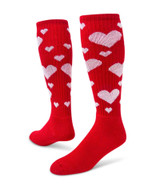Hearts Knee High Sports Socks - Red White