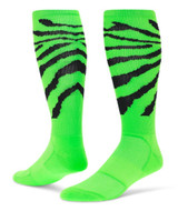 Wild Cat Knee High Sports Socks - Neon Green Black