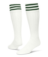 3 Stripe Striker Knee High Sports Socks - White Dark Green