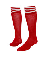 3 Stripe Striker Knee High Sports Socks - Red White