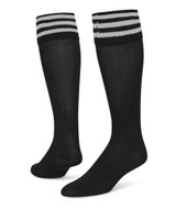 3 Stripe Striker Knee High Sports Socks - Black White