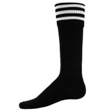 3 Stripe Striker Knee High Sports Socks - Black White