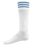 3 Stripe Striker Knee High Sports Socks - White Light Blue
