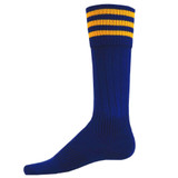 3 Stripe Striker Knee High Sports Socks - Royal Blue Gold