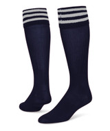 3 Stripe Striker Knee High Sports Socks - Navy Blue White