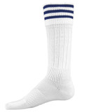 3 Stripe Striker Knee High Sports Socks - White Royal Blue