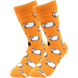 Women's Fluffy Jumping Sheep Pattern Crew Novelty Socks - Orange