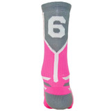 Prime Numbers Crew Sports Socks - (Single Sock) Neon Pink #6