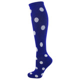 Dots Knee High Sports Sock - Royal Blue White