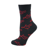 Women's Love Crew Novelty Socks - Black