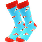 Women's Peperoni Pizza Slice Pattern Crew Novelty Socks - Blue