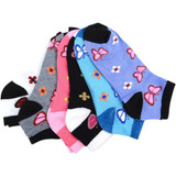 6 Pairs Of Women's Whimsical Butterflies and Flowers Pattern Ankle Socks - Multicolor
