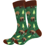 Men's Brown Bears Playing In The Woods Novelty Socks - Green