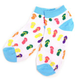 6 Pairs of Women's Summery and Colorful Flip Flop Ankle Socks - Multicolor