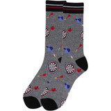 Men's Darts Dartboard Game Pattern Crew Novelty Socks - Gray