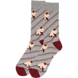 Men's Siamese Twins Waiting to Play Cat Pattern Crew Novelty Socks - Gray