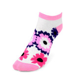 6 Pair Of Women's Blooming and Colorful Flower Ankle Socks - Pink/Purple