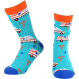 Women's Front Line Worker Ambulance Hero Medical Pattern Crew Novelty Socks - Turquoise