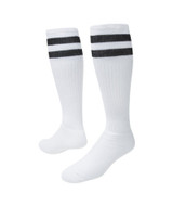 Old School Knee High Sports Socks - White Black