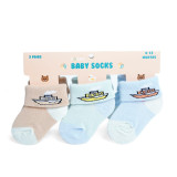 Babies' Boat Ship Two Tone Solid Socks 3 Pair Pack