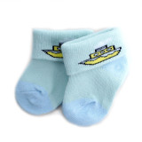 Babies' Boat Ship Two Tone Solid Socks 3 Pair Pack