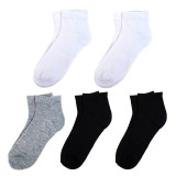 5 Pairs of Men's White, Gray & Black Solid Ankle Socks