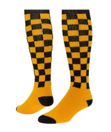 Checkerboard Knee High Sports Socks - Gold Black - Medium
