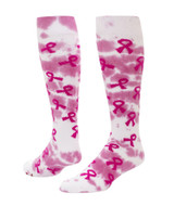 Tie Dyed Ribbon Knee High Sports Socks - Pink - Medium