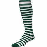 Mini Hoop Knee High Sports Socks - Dark Green White - Large
