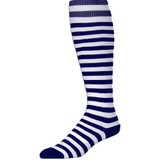 Mini Hoop Knee High Sports Socks - Navy Blue White - Small