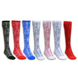 Spider Knee High Sports Socks - White Red - Small